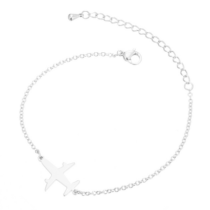 Stainless Steel Bracelets Simple Airplane Design Pendant Chains Fashion Charms Bracelet For Women Jewelry Party Gifts