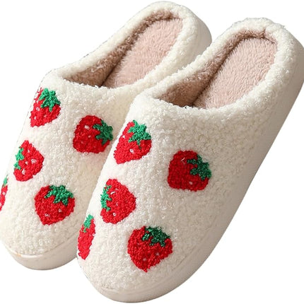 FAYUEKEY House Slippers for Women Fuzzy Mens Fruit Series Strawberry Bedroom Shoes