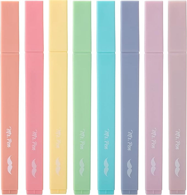 Mr. Pen- Aesthetic Cute Pastel Highlighters Set, 8 pcs, Chisel Tip, Candy Colors, No Bleed Bible Assorted Colors