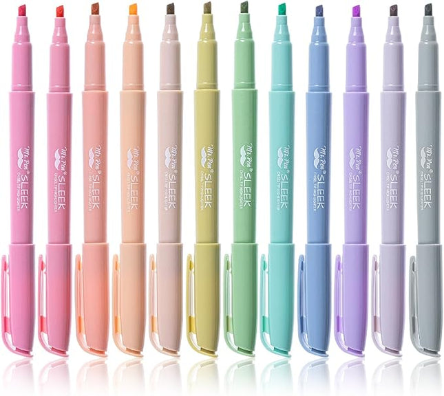 Mr. Pen Highlighters - 12 Pack, Chisel Tip, Pastel Colors, No Bleed, Set