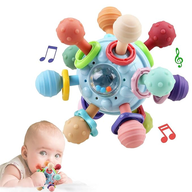 Baby Sensory Teething Toys - Baby Teether & Rattle - Gifts for Infant Newborn Boys Girls 0 3 6 9 12 18 Months - Toddler Montessori Educational Learning Toys