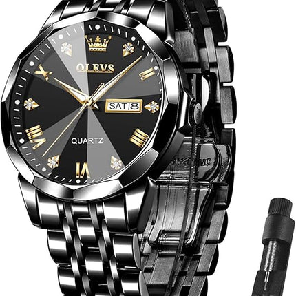 OLEVS Watch Men Luxury Watches for Men （Silver/Gold/Blue/Black）(Diamond/Roman Numeral/Arabic Numeral) Dial Watches Stainless Steel Watch Date Waterproof Dress Casual Reloj